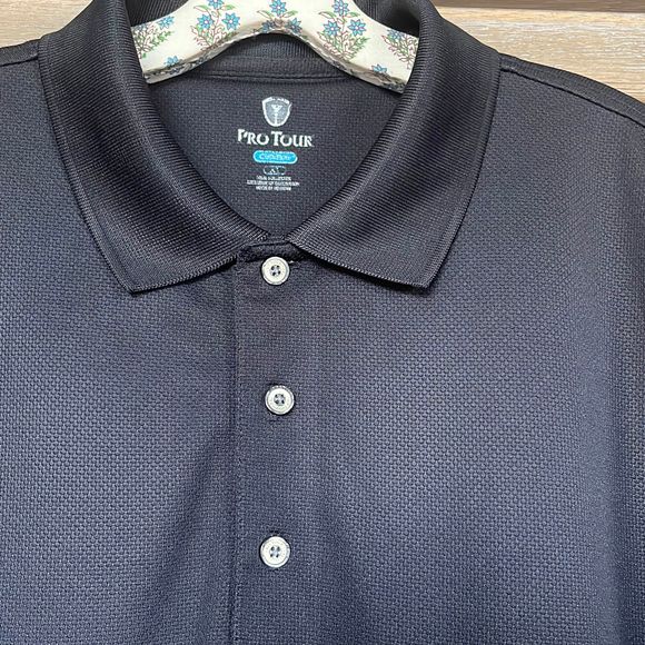 Pro Tour Textured Airplay Polo Shirt Black size XL - Picture 7 of 13